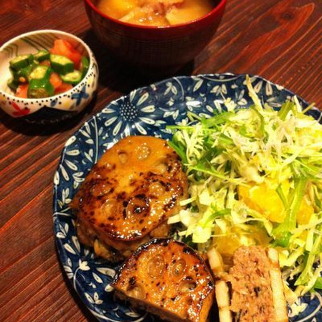 縄跳び特訓/レンコンのはさみ照り焼き