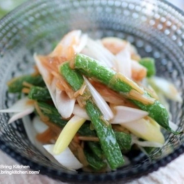 揚げ物の日は副菜も揚げ物！【レシピ】揚げいんげんのなめ茸和え