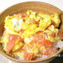 生姜入りトマトオムレツ丼の朝ごはん
