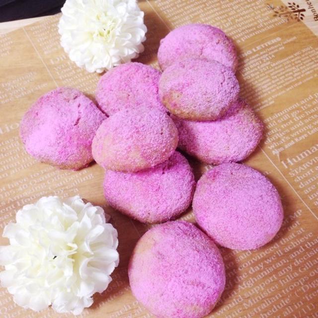 桜色のブールドネージュ（ピンクのスノーボール）風♡「ドロップクッキー」春のお祝いにも！
