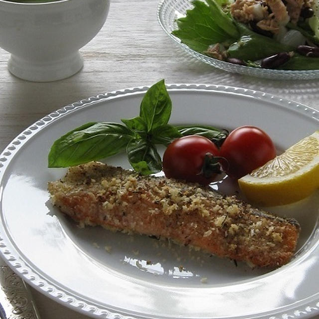 ストウブ ホットプレートで♪ 鮭の香草パン粉焼き