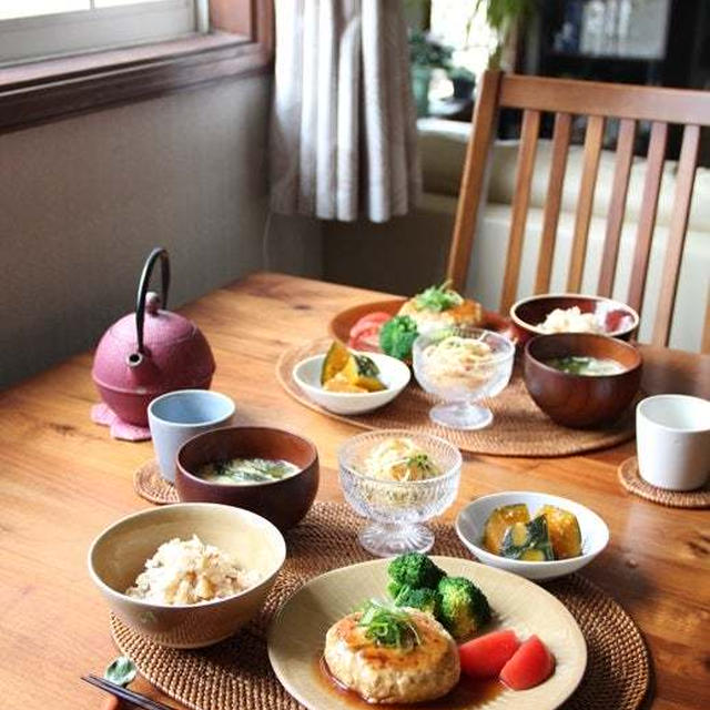 豆腐ハンバーグ、甘酢あん・献立。