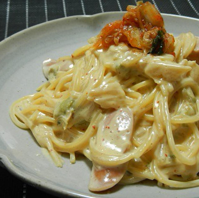 フライパン1つ♪ヘルシークリームパスタ