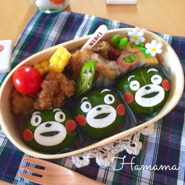 高菜のお漬物で♪緑のくまモン♡