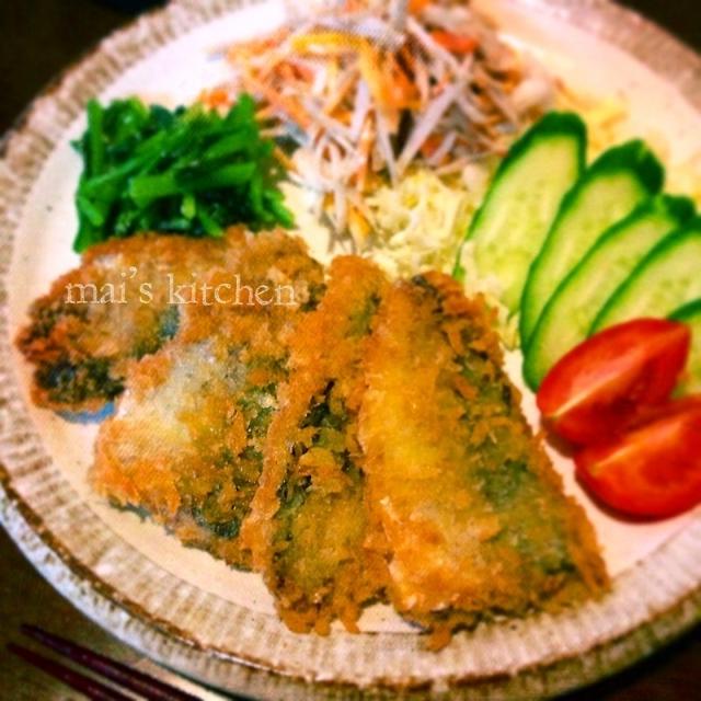ふわふわサックサク鯵フライと野菜たっぷりプレート♡