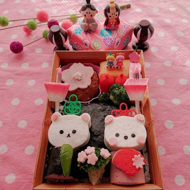 くまさんはんぺんでひな祭り弁当〖デコ弁〗  #平日お昼ご飯はお弁当or外食