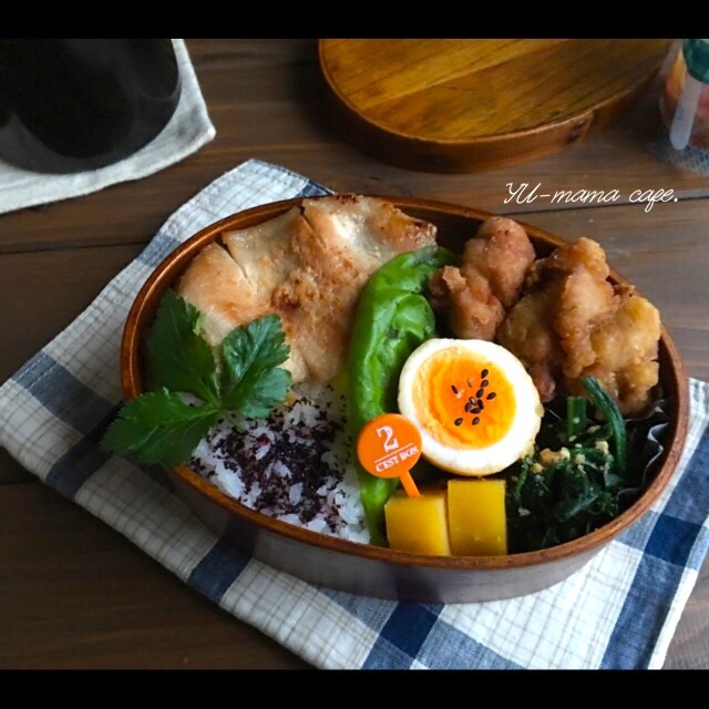 ガッツリ中学生のお肉弁当（笑） 次男とお風呂と いろはす。我が家のトースター。