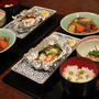 和風献立　魚介のホイル焼き・新じゃがの肉じゃが・がんもどきと菊菜の炊き合わせ・きゅうりと鶏ささ・・・