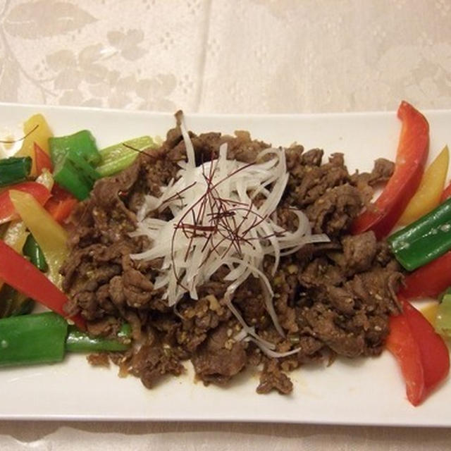 簡単夕食　　hannoahさんのつくレポ葱と牛肉焼きで♪