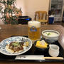 最強のちょい飲みセット　牛すじ煮込みとだし巻き玉子と山かけうどんとビール　うどんな也