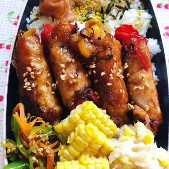 パプリカ肉巻きのお弁当