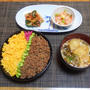 ちなみに全部作り置きだった晩御飯☆三色そぼろごはん♪☆♪☆♪