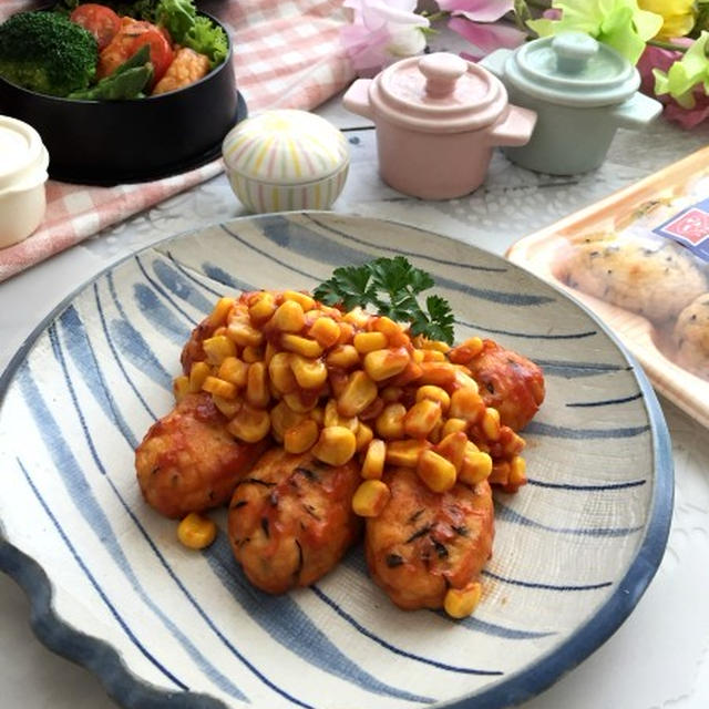 お弁当に最適！白身魚揚げとコーンのバターケチャップ炒め
