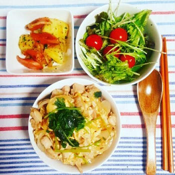 親子丼とジャーマンポテトde夜ごはん
