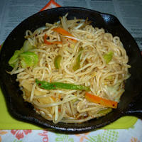 ピーマン野菜MIXで牡蠣だし醤油の焼きうどん