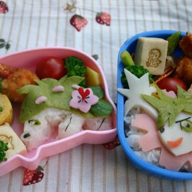 Wシェイミ　スカイフォルム＆ランドフォルムのキャラ弁