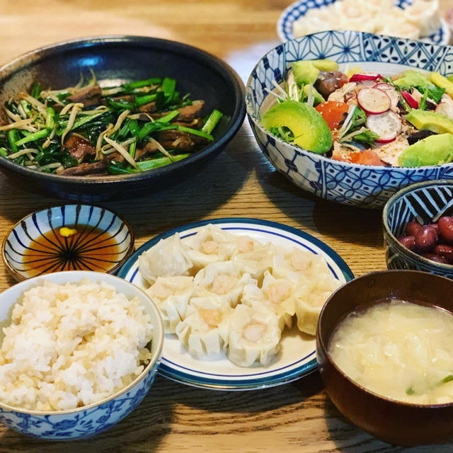 海老シュウマイの晩ご飯