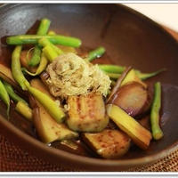 だし×オイルで♪なすといんげんのとろろ昆布和え☆