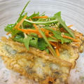 シャキシャキ野菜のせ秋刀魚の天丼