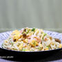 乾麺うどんで蟹入り焼きうどん＆「たくさんの投票ありがとうです１位でした(^^)v」