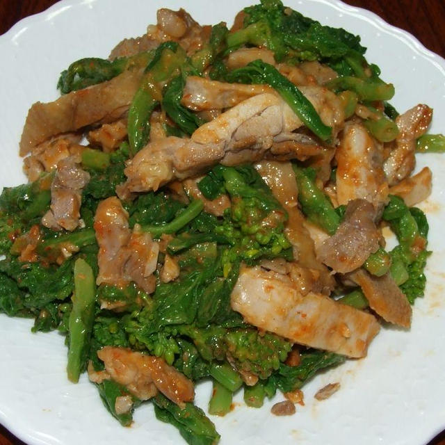 鶏もも肉と菜の花の棒々鶏和え