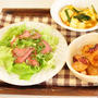 豆腐とにらの甘辛卵とじとローストビーフのサラダ仕立て、世界新記録樹立か？