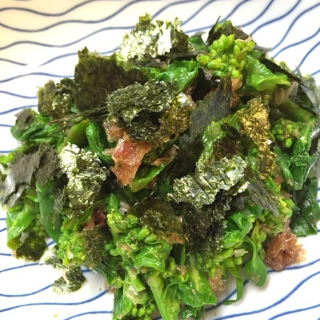 菜の花レシピ♪焼き海苔とかつお節の和え物