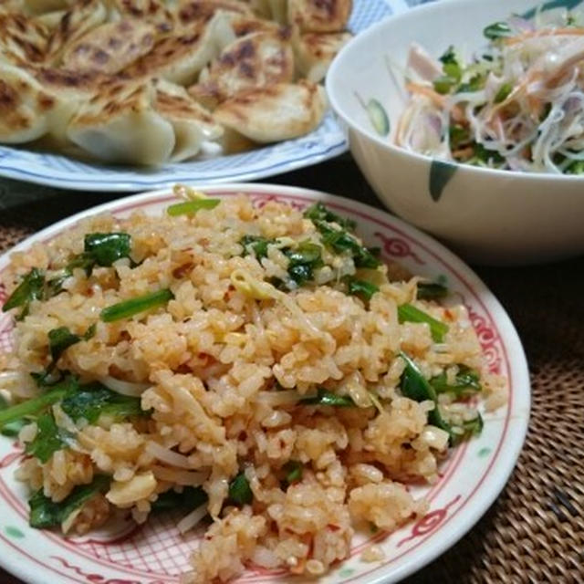 ブランチは非常食のお米でビビンバ 常備菜オンパレード