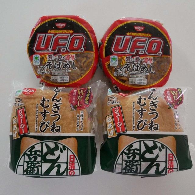 UFOそばめしおむすび＆どんぎつねおむすび#本日のおうちごはん