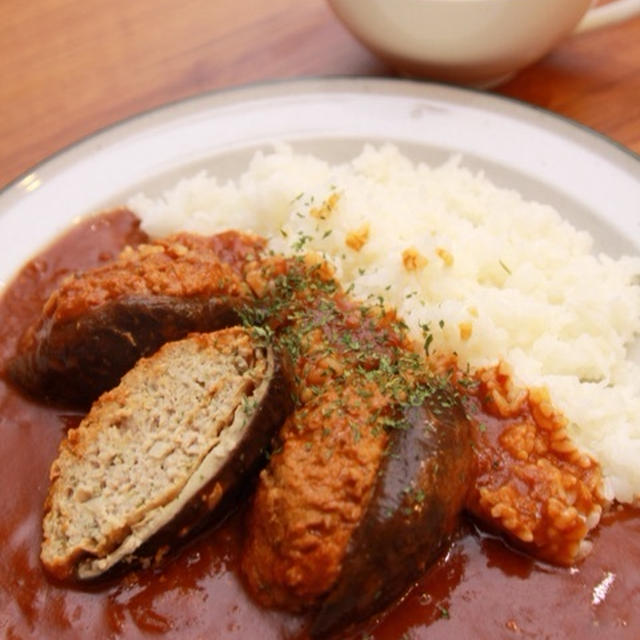 失敗からなんとか復活「椎茸肉詰めデミカレー」