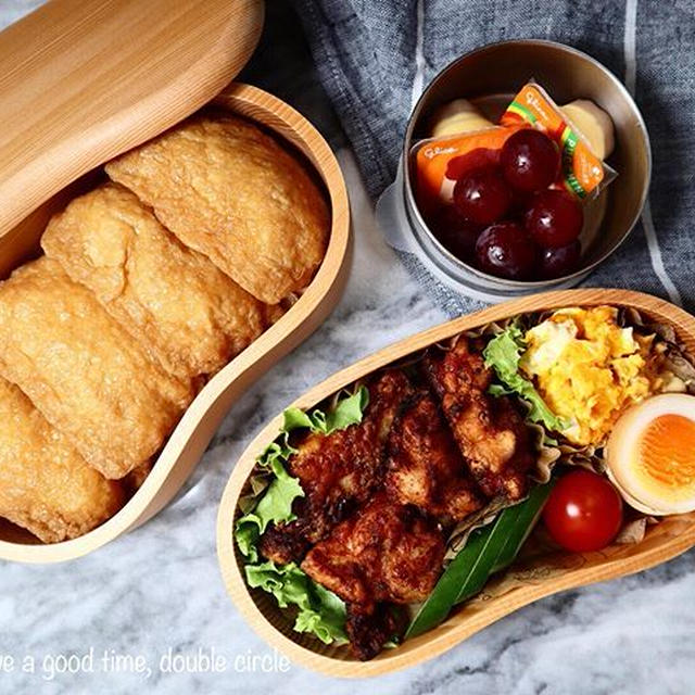 おいなりさん＆唐揚げ弁当♡【#お弁当#おいなりさん】