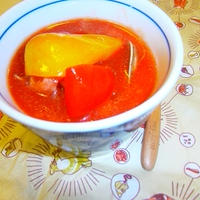 あさりの茶碗蒸し　トマトソースで