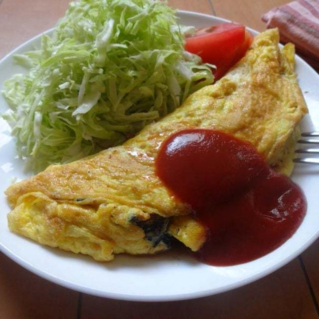 ひじきとツナのカレー豆乳オムレツ