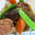 薄切り豚肉団子と根菜の煮物
