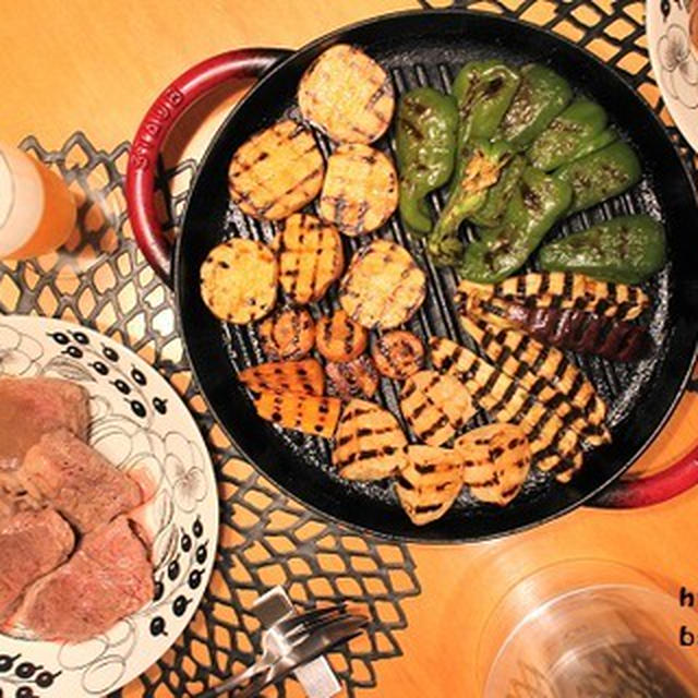 『ステーキ』とストウブで『グリル野菜』の夜ごはん。