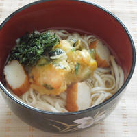 おつまみ夏野菜天とあおさのりのうどん