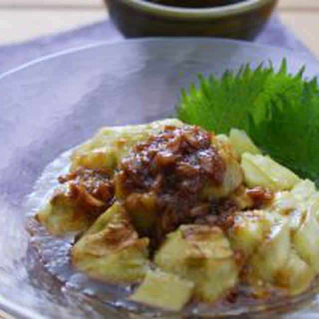 梅しょうゆだれ。（焼きなすで、）の晩ごはん。