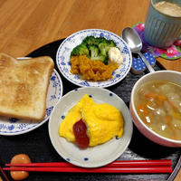 チーズオムレツとかぼちゃサラダ