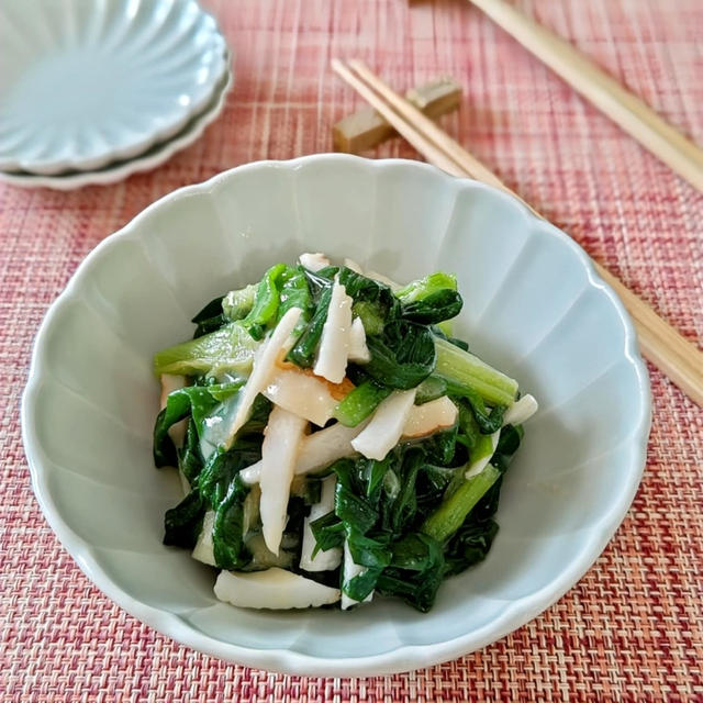 【わけぎとちくわの酢味噌和え】ネギも美味しい季節ですね。