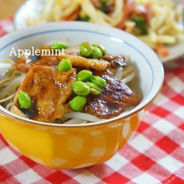 ◆節約レシピ◆もやしでかさましなんちゃって帯広豚丼風定食