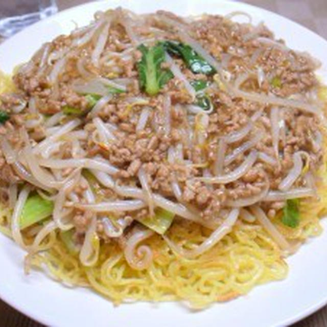 挽肉ともやしのあんかけ焼きそば・大盛り