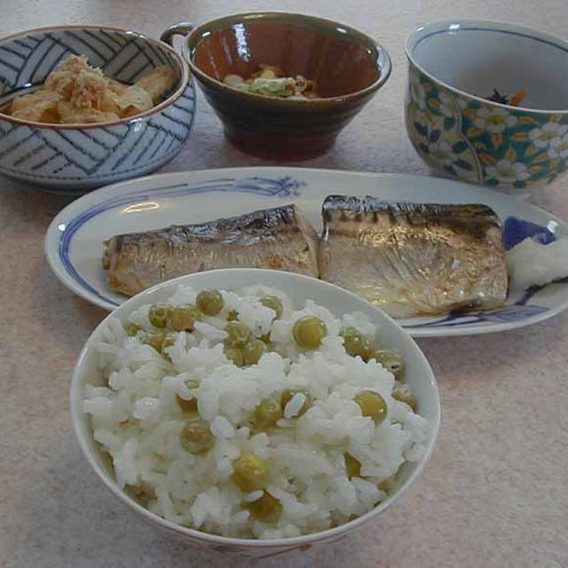 塩鯖と豆ごはん