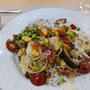【夏野菜の塩パスタ】あっさりと美味しいナスとトマトとトウモロコシのパスタです♪