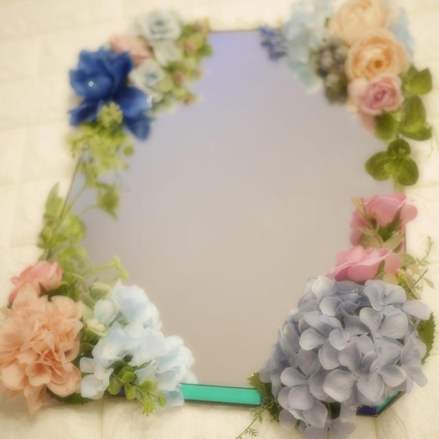 豪華！お花だらけの鏡リメイク