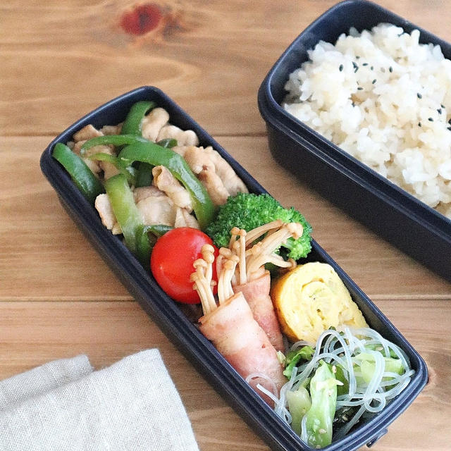 豚肉とピーマンのしょうが焼き弁当♪