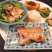 しっかり和食ディナー！☆ 甘鯛の塩焼き＋茹で豚の酢味噌和え＋揚げだし豆腐＋オクラのおひたし