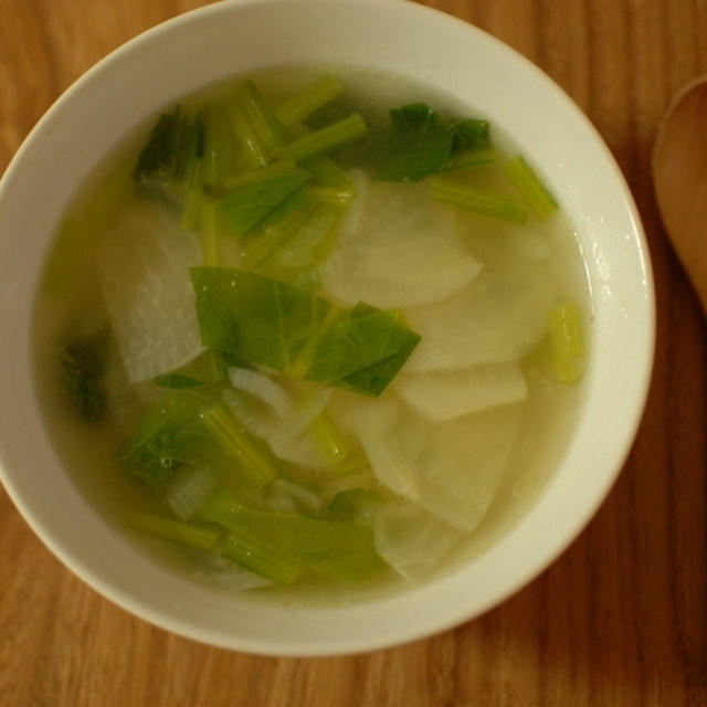 カブと小松菜のスープ　-Turnip and Turnipgreens soup-