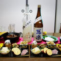 【家飲み/日本酒】 写楽 純米吟醸 おりがらみ生 * 季節外れのおせち料理と 名古屋名物どて煮