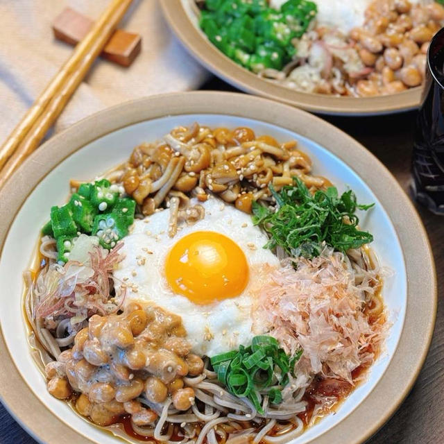 食欲ない日もこれならペロリ！夏のご自愛レシピ♡ネバネバ具材で腸活しながらおいしい、冷やし蕎麦♪
