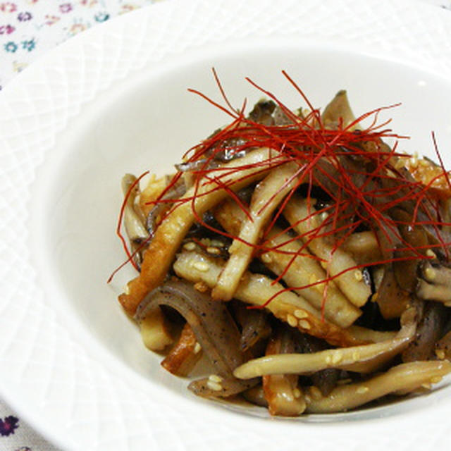 低カロレシピ＊こんにゃくと竹輪、舞茸の簡単きんぴら